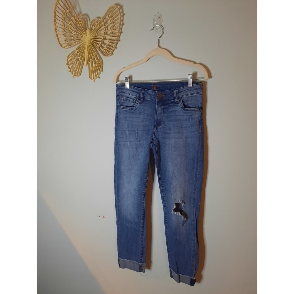 Kut from the Kloth Sz 4, Women's Medium Wash‎ Cropped Cuffed Hem Skinny Jeans